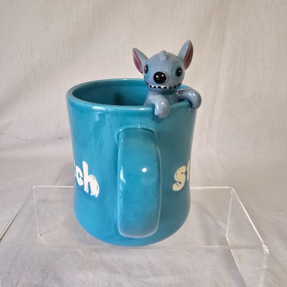 Disney Lilo & Stitch Ceramic Mug 3D Sculpted Character Head Perched on Rim EUC
